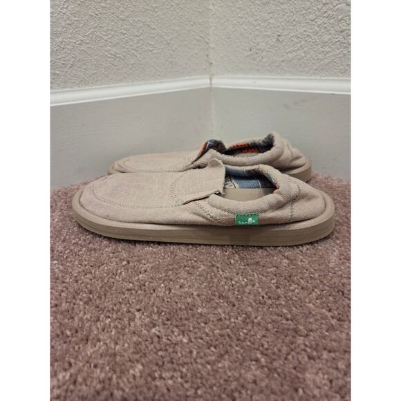 Sanuk Chiba Stitched Sidewalk Surfer Slip On Shoes Mens 7 Natural Tan Canvas NWT main image 6